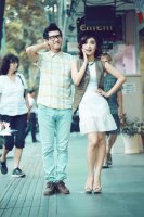 Tiêu Châu Như Quỳnh rạng rỡ bên cạnh Quang Đăng