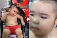 Bé mập ngồi hớt tóc mà cái miệng tía lia