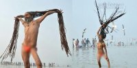 Ấn tượng ông lão làm xiếc với mái tóc rễ tre siêu dài