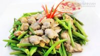 Nghêu xào rau muống – món ngon hỗ trợ tăng chiều cao nhanh chóng