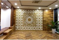 Mẫu vách gỗ phòng khách, vách ngăn phòng khách bằng gỗ