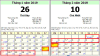 Lịch nghỉ tết 2019 của học sinh