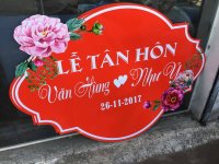 Tranh thư pháp viết tên cô dâu chú rể