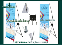 Giá chữ x khung inox,in bạt hiflex