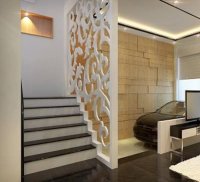Ngăn khu vực cầu thang bằng vách ngăn gỗ CNC hiện đại