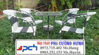 BỘ BÀN GHẾ CAFE NHỰA GIẢ MÂY GIÁ RẺ PCH 121