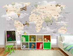 Decal dán tường bản đồ thế giới - kích thích khả năng quan sát và tìm tòi của trẻ