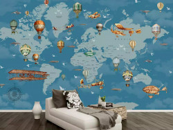 Decal dán tường hình bản đồ thế giới trang trí phòng bé yêu