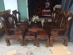 Mẫu bàn ghế gỗ phòng khách Minh Quốc tràm PU giả mun