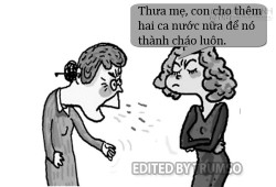 Khi con gái xử lý cơm nhão