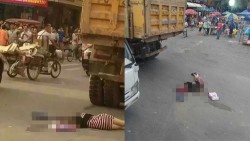 Xem điện thoại khi qua đường, người phụ nữ bị hai xe tải đâm liên tiếp