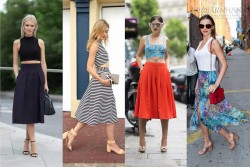 Mách bạn gái mặc váy midi đẹp, hợp xu hướng thời trang 2015