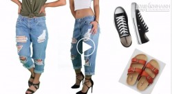 Tái chế jeans thụng thành quần boyfriend rách bụi bặm