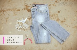 6 bước chế quần jeans đính kim loại độc đáo