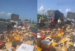 Nước ngọt đổ, tài xế rơi nước mắt với hành động của người dân