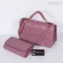Bộ túi xách và ví thời trang màu hồng nhạt