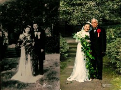 Ảnh cưới sau 70 năm ở chốn xưa khiến bạn không còn hoài nghi về tình yêu đầu bạc răng long