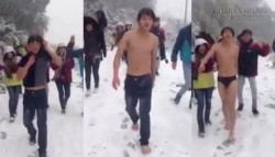 Sự thật về clip thanh niên cởi đồ giữa trời tuyết Sa Pa