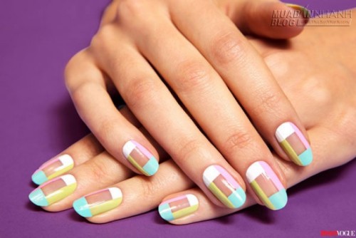 Học cách làm nail sọc Mani màu pastel