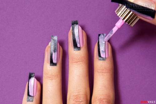 Học cách làm nail sọc Mani màu pastel
