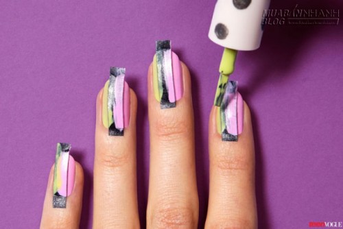 Học cách làm nail sọc Mani màu pastel