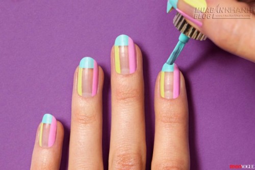 Học cách làm nail sọc Mani màu pastel