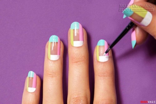 Học cách làm nail sọc Mani màu pastel