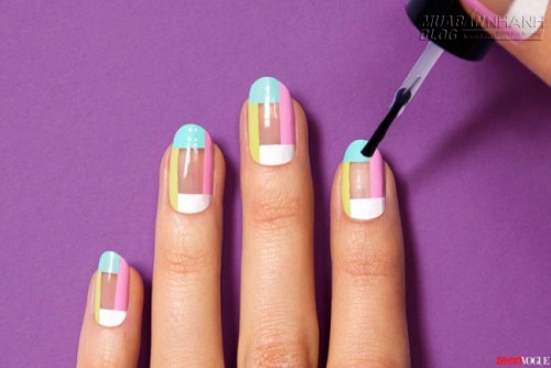 Học cách làm nail sọc Mani màu pastel