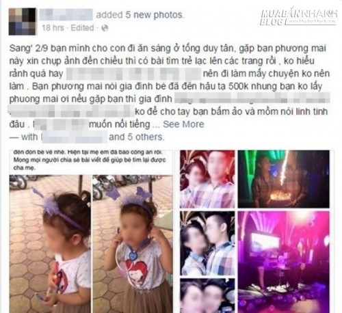 Cô gái xin chụp ảnh cùng em bé 3 tuổi rồi lên Facebook dựng chuyện em bị đi lạc