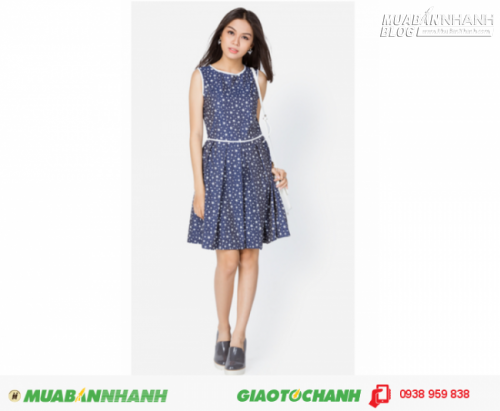 Đầm x&ograve;e xếp ly viền- xanh đen, 1