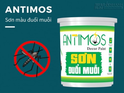 Sơn m&agrave;u đuổi muỗi Antimos | Quy c&aacute;ch: 1000ml | Gi&aacute;: 250.000đ | M&ocirc; tả: Sơn Antimos với chi ph&iacute; thấp l&agrave; loại sơn đuổi muỗi v&agrave; c&aacute;c loại c&ocirc;n tr&ugrave;ngđược sử đụng để sơn l&ecirc;n bề mặt sơn c&oacute; sẵn n&ecirc;n c&ocirc;ng việc sơn tương đối đơn giản v&agrave; kh&ocirc;ng mất nhiều thời gian. Sản phẩm được sử dụng trong c&aacute;c c&ocirc;ng tr&igrave;nh d&acirc;n dụng như nh&agrave; ở, trường học hoặc văn ph&ograve;ng, qu&aacute;n caf&eacute;, nh&agrave; h&agrave;ng, kh&aacute;ch sạn, c&ocirc;ng ty chế biến thực phẩm, trang trại chăn nu&ocirc;i gia s&uacute;c&hellip;, 1