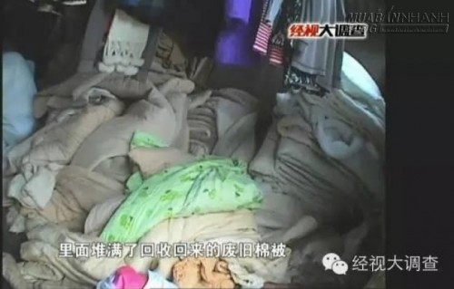 Rùng mình chăn bông TQ làm từ rác thải, quần áo người chết