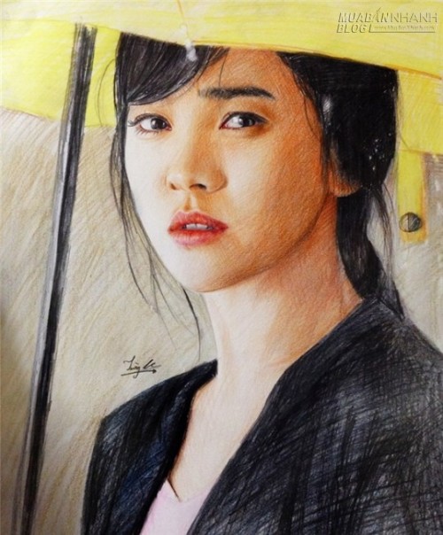 Các cô gái đẹp lung linh qua nét vẽ chì màu của chàng trai 9x