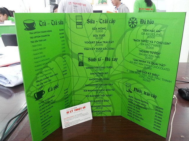 In menu từ in PP cán format