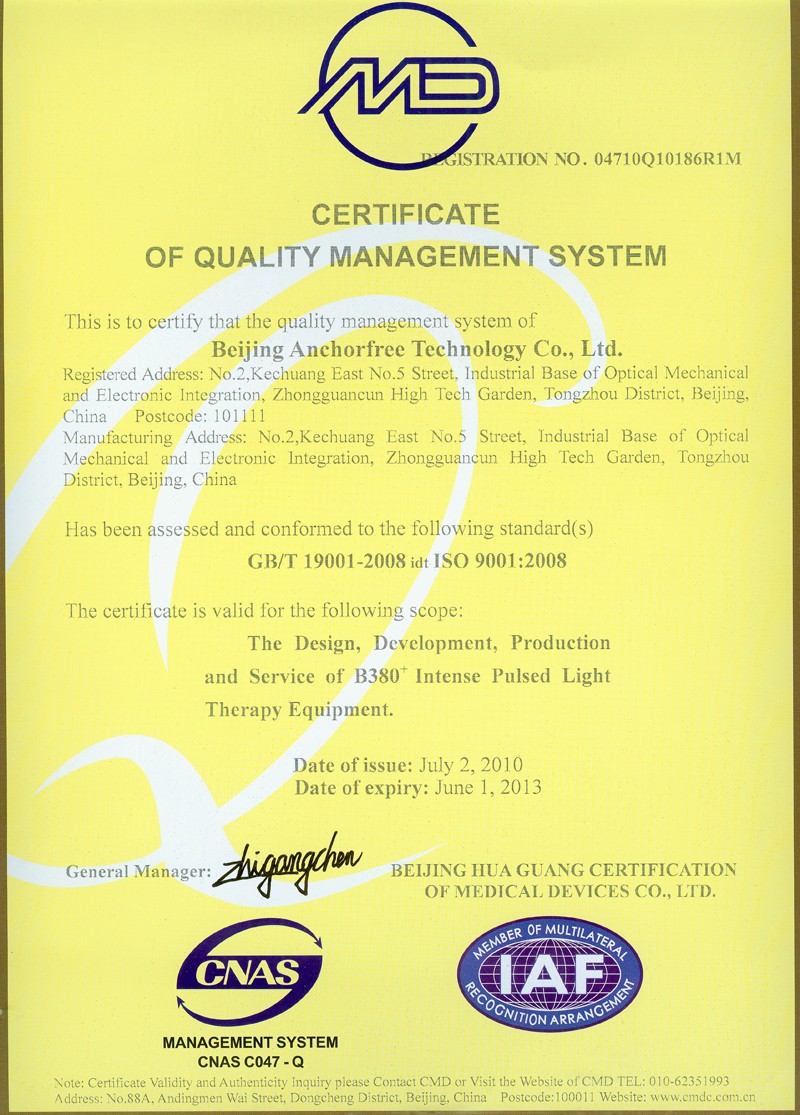 Anchorfee đạt ISO9001 năm 2008