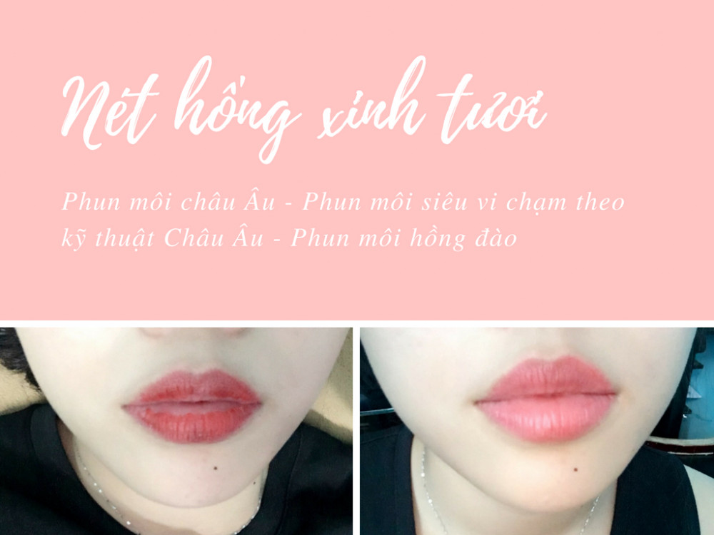 Phun môi màu hồng đào