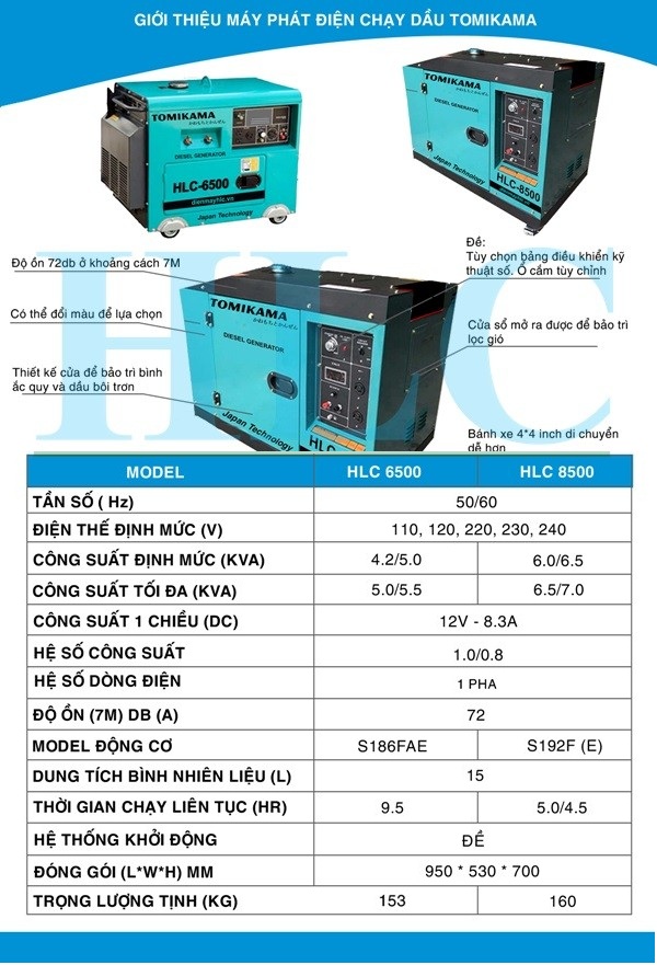 Máy phát điện Tomikama chính hãng, giá rẻ trên toàn quốc