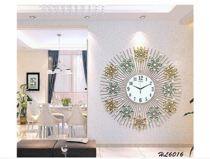 Đồng hồ trang trí mặt trời hoa vàng