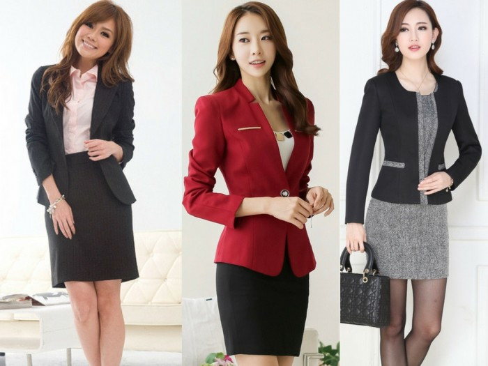 Mẫu đồng phục công sở đẹp: chân váy & áo vest kiểu