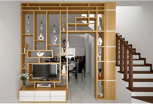 Báo giá hệ lam gỗ trang trí phòng khách và cầu thang