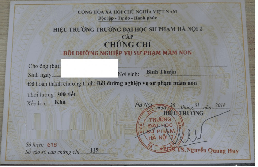 Thông báo chiêu sinh lớp nghiệp vụ sư phạm mầm non