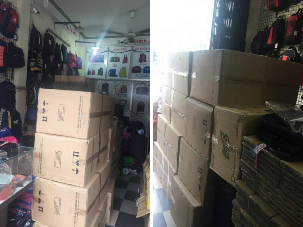 Đóng hàng dây nịt giá sỉ chờ vận chuyển đến cho khách hàng tại showroom Ba Lô Túi Xách
