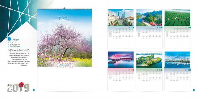 Mẫu lịch treo tường 2019 đẹp
