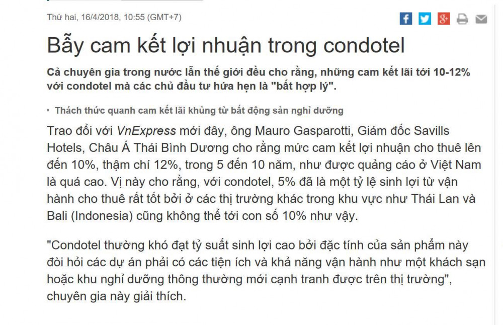 Bẫy cam kết lợi nhuận trong condotel