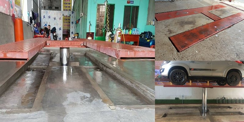 Chi phí đầu tư tiệm rửa xe bằng cầu nâng 1 trụ - cầu nâng rửa xe