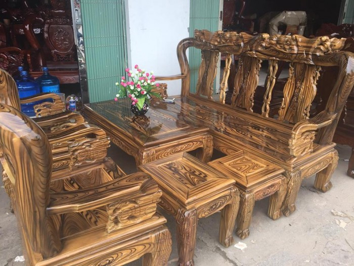 Mẫu bàn ghế gỗ phòng khách Minh Quốc tràm PU giả mun(1)