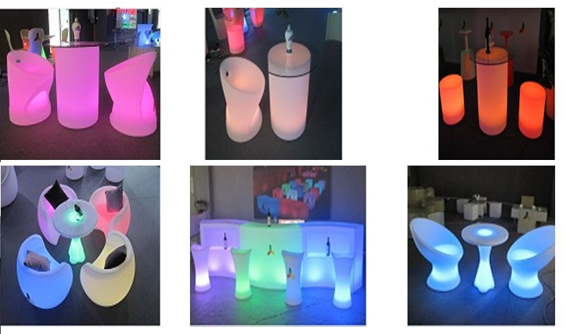 Bàn cafe phát sáng, bàn ghế led nhà hàng khách sạn