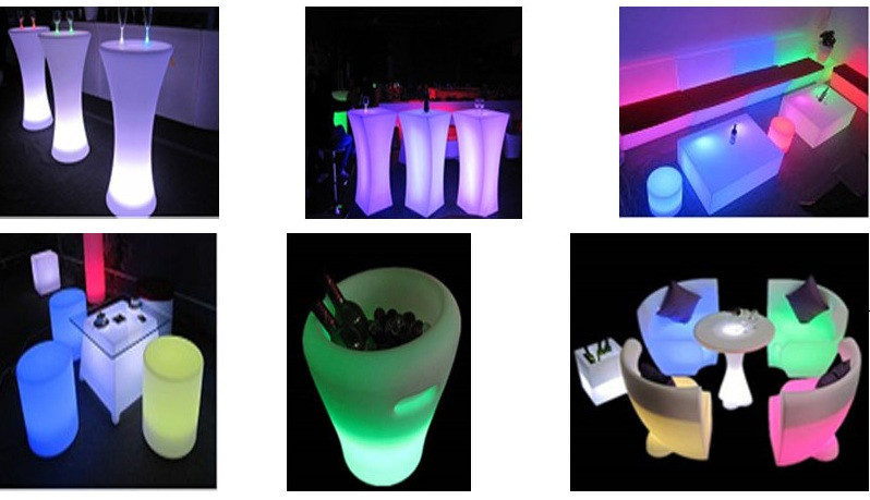 Bàn cafe phát sáng, bàn ghế led nhà hàng khách sạn