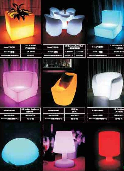 Bàn cafe phát sáng, bàn ghế led nhà hàng khách sạn