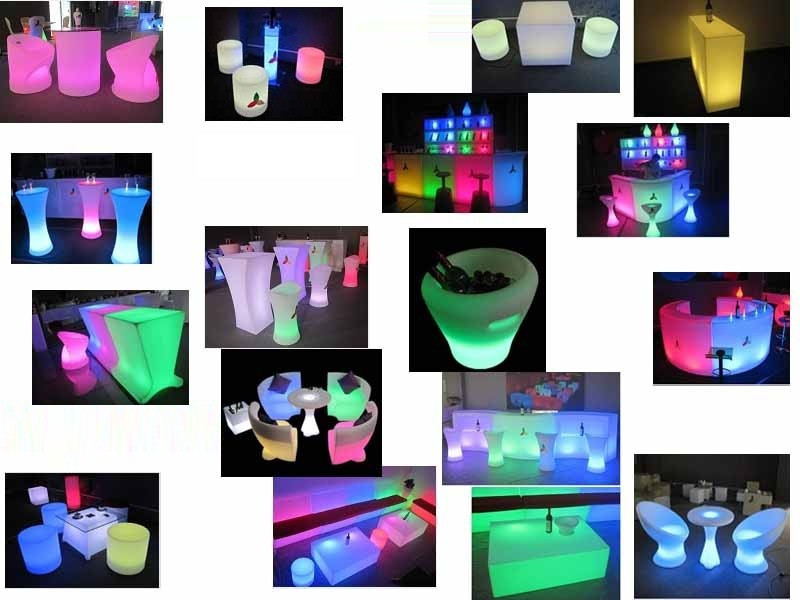 Bàn cafe phát sáng, bàn ghế led nhà hàng khách sạn